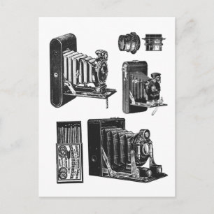 Vintage Collage Lakan Old Cameras Camera Lens Vykort