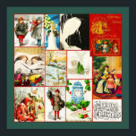 Vintage Collage of Christmas and Winter Scenes Poster<br><div class="desc">This multiple picture collage of old time,  vintage Christmas and Winter themes and scenes includes small children,  angels,  winter holiday landscapes in,  a heron in snow illustration by Ohara Koson,  and a mother playing guitar with two children.</div>