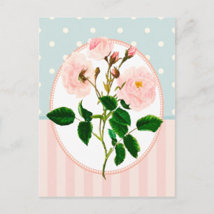 Vintage Collage Rosa ros Botanical Print Vykort