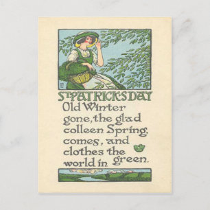 Vintage Colleen Vår Shamrock St patrick's day Vykort