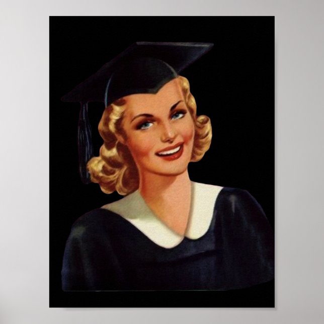 Vintage College Co-Ed Studenten Woman Poster (Framsidan)