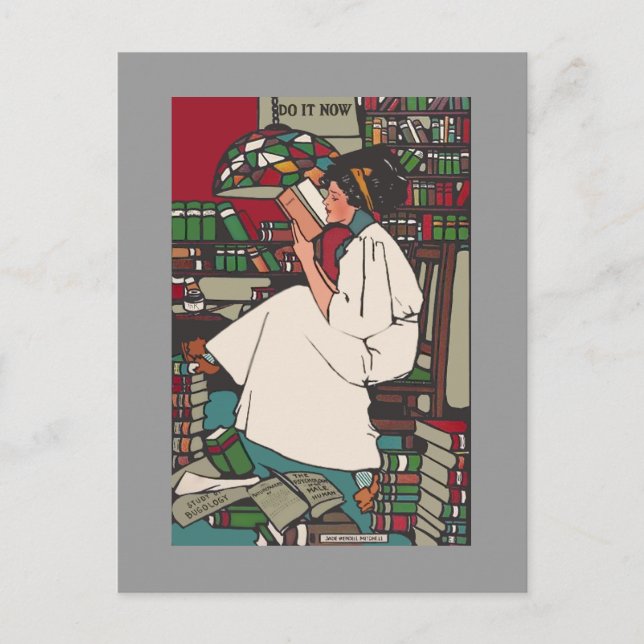 Vintage College Girl-vykort Vykort (Framsida)