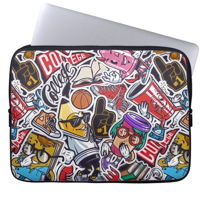 Vintage College Pop Art Laptop sleeve (Framsidan)