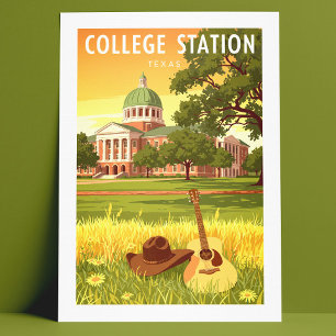 Vintage College Station Texas Vykort