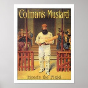 Vintage Colman's Mustard leder Fält Cricket A Poster