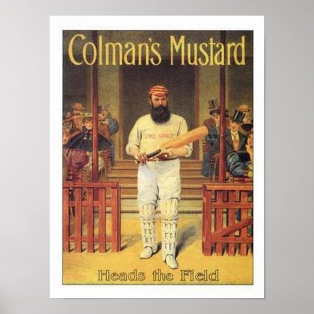 Vintage Colman's Mustard leder Fält Cricket A Poster (Framsidan)