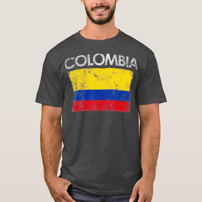 Vintage Colombia Colombian Flag Pride Gift T Shirt (Framsida)