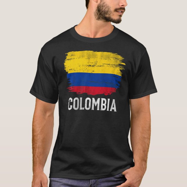Vintage Colombia Flagga för Colombia T Shirt (Framsida)