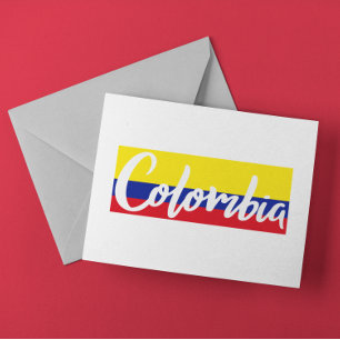 Vintage Colombia-Flagga skriva skript Vykort