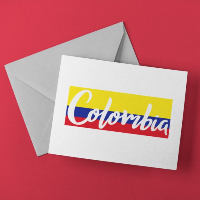 Vintage Colombia-Flagga skriva skript Vykort (Vintage Colombia Flag lettering Script Postcard)