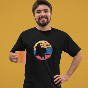 Vintage Colombia Karta Colorful T Shirt