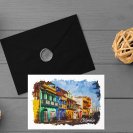 Vintage Colombia Watercolor Postcard Vykort