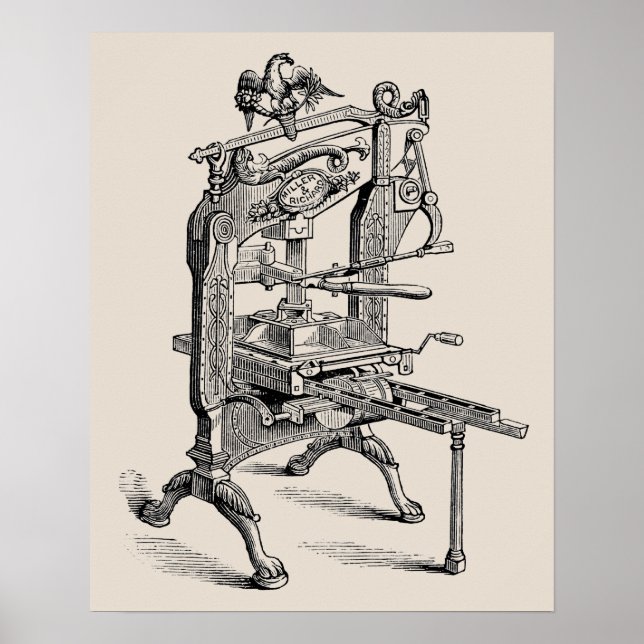 Vintage colombiansk tryckpress poster (Framsidan)