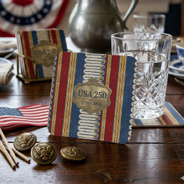 Vintage Colonial Mässing och Flätad ID1309 Underlägg Papper Kvadrat