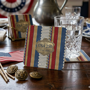 Vintage Colonial Mässing och Flätad ID1309 Underlägg Papper Kvadrat