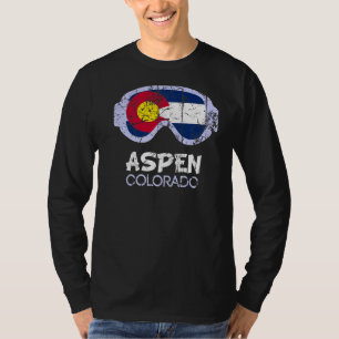 Vintage Colorado Flagga Skiing Goggle Aspen Mounta T Shirt