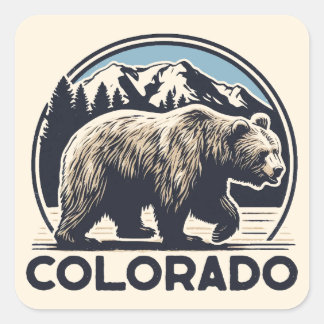 Vintage Colorado Mountains Fyrkantigt Klistermärke