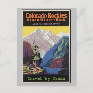 Vintage Colorado Rocky mountains Tåg Travel Vykort