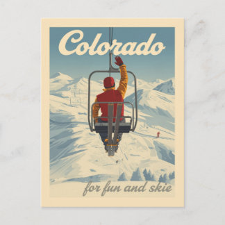 Vintage Colorado Skiing Travel Vykort