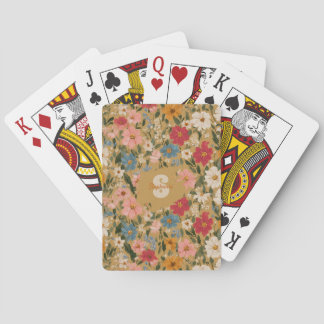 Vintage Colorful Daisy Mönster - Mustard Casinokort