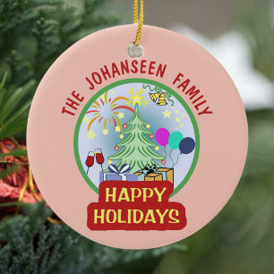 Vintage Colorful Glad helg Julgran Julgransprydnad Keramik