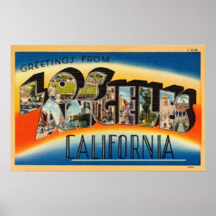 Vintage Colorful Hälsning från Los Angeles Poster