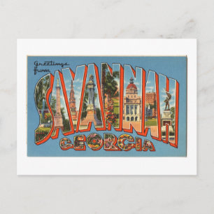 Vintage Colorful Hälsning from Savannah Georgia Vykort