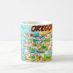 Vintage Colorful Oregon Karta Kaffemugg