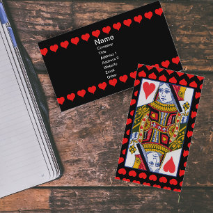 Vintage Colorful Ornate Queen of Hearts Visitkort