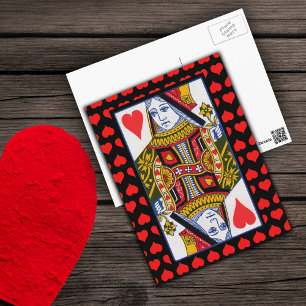 Vintage Colorful Ornate Queen of Hearts Vykort