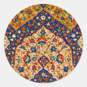 Vintage Colorful Persian Blommigt Art Runt Klistermärke