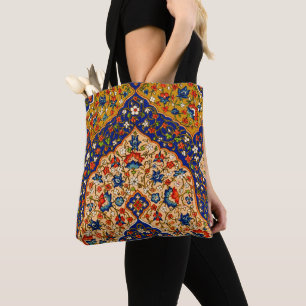 Vintage Colorful Persian Blommigt Art Tygkasse