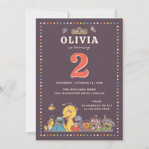 Vintage Colorful Sesame Street Character Birthday Inbjudningar