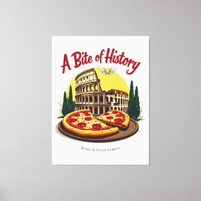 Vintage Colosseum Rom & Neapolitan Pizza Art Canvastryck (Framsida)