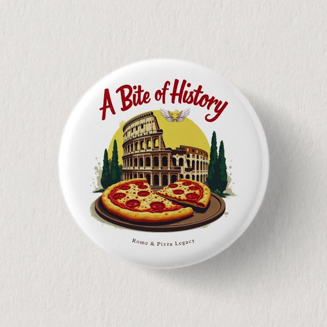 Vintage Colosseum Rom & Neapolitan Pizza Art Knapp (Framsida)