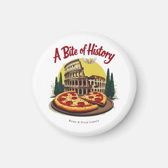 Vintage Colosseum Rom & Neapolitan Pizza Art Magnet (Framsidan)