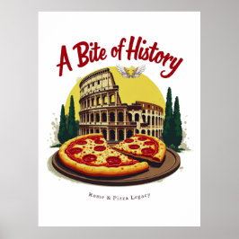 Vintage Colosseum Rom & Neapolitan Pizza Art Poster