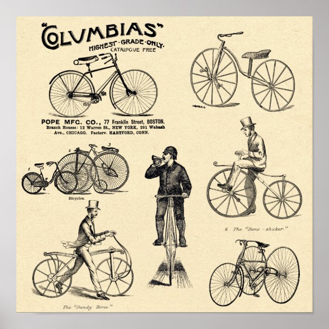 Vintage Columbia Bicycle Ad Poster (Framsidan)