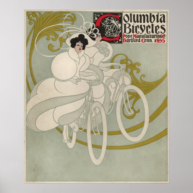 Vintage Columbia Bicycle and Art Poster Girl (Framsidan)