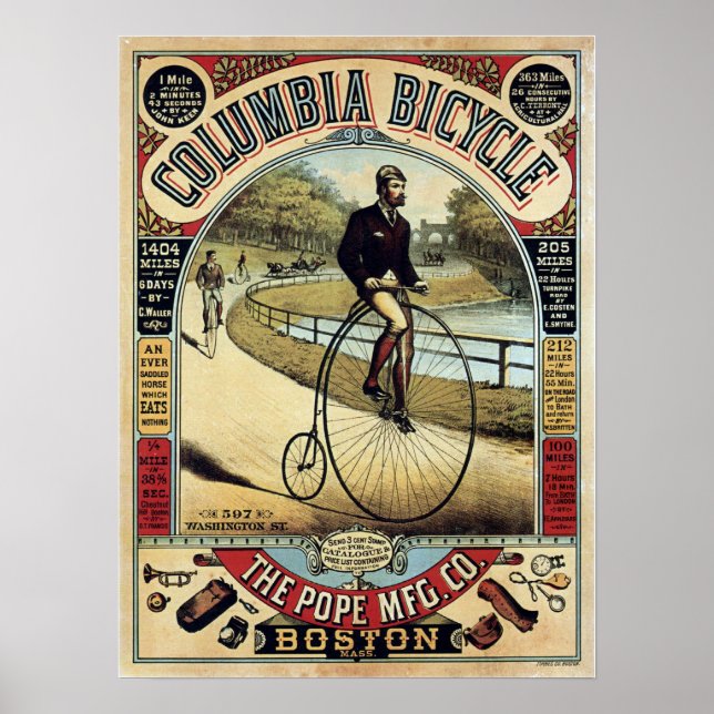 Vintage Columbia Bicycles Advertisement Poster (Framsidan)