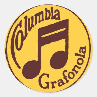 Vintage Columbia Grafonola Music Note Runt Klistermärke