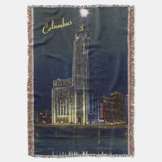 Vintage Columbus Citadel vid Nattpipa Blanket Filt (Framsidan Vertikal)