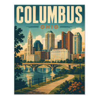 Vintage Columbus Ohio Siluett Fototryck