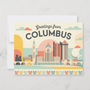 Vintage Columbus vykort Hälsning från