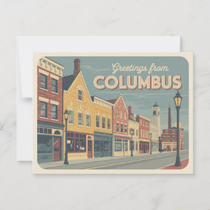 Vintage Columbus vykort Hälsning från