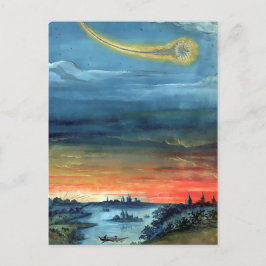 Vintage Comet Bok Illustration Aczime Vykort