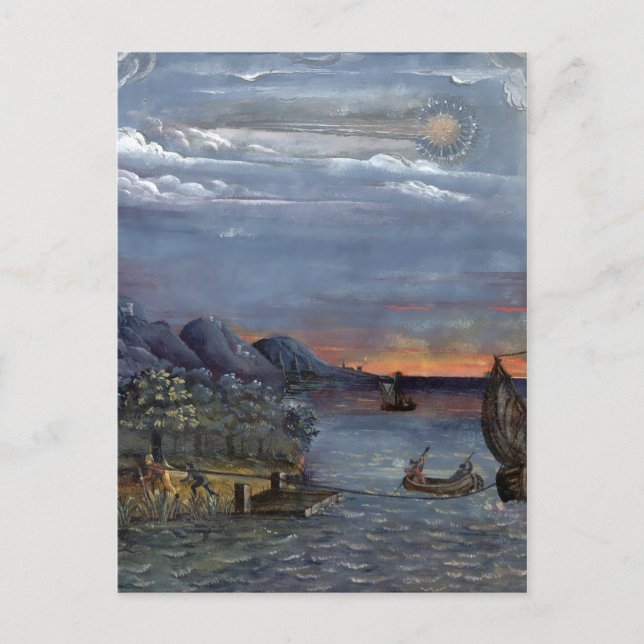 Vintage Comet Bok Illustration Argentum Vykort (Framsida)