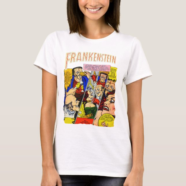 Vintage Comic Frankenstein T Shirt (Framsida)