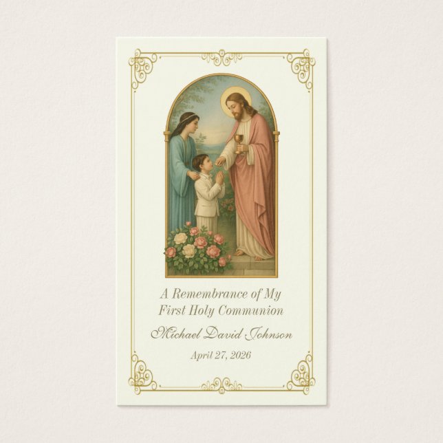 Vintage Communion Catholic Remembrance Holy Card Visitkort (Framsidan)