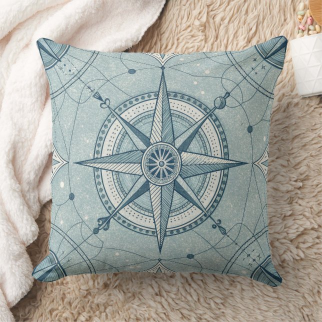 Vintage Compass Nautical Seamless Pattern (2) Kudde (Filt)